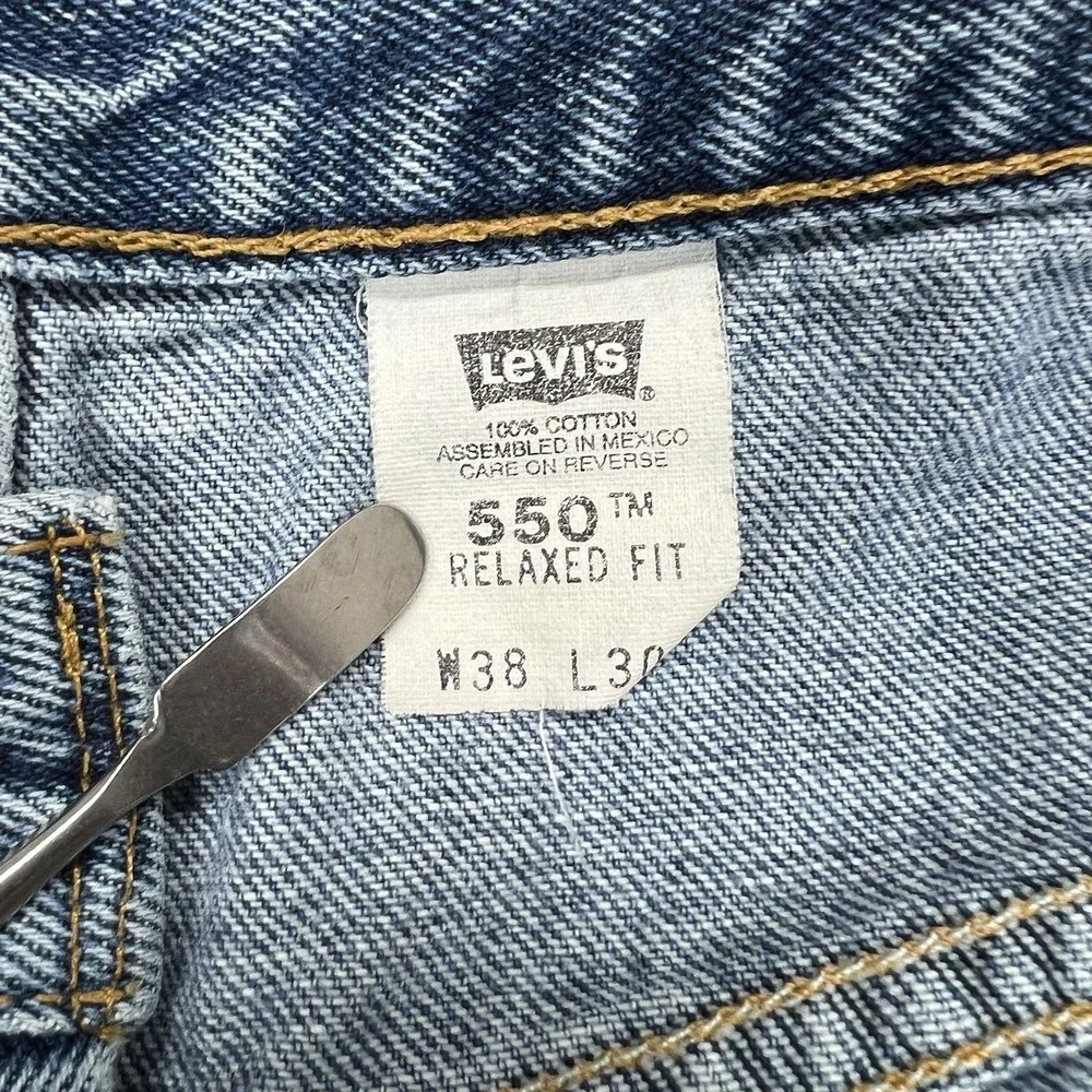 VTG 1999 Levi's 550 Relaxed Fit Baggy 38X30 Actual 36X30 Blue Jeans 90s Y2K‎
